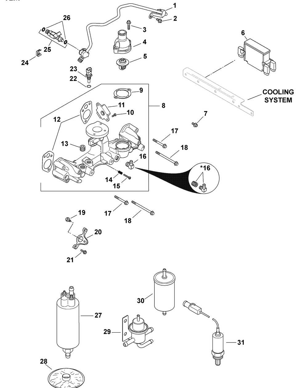 Kohler Efi Engine Fuel System Diagram and Parts List for 46G 4X4-EFI-1I019G-Before-37AMD710 Cub Cadet Lawn Tractor Accessories